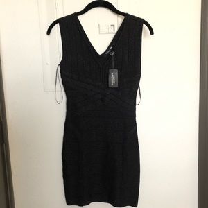 Black metallic bodycon dress